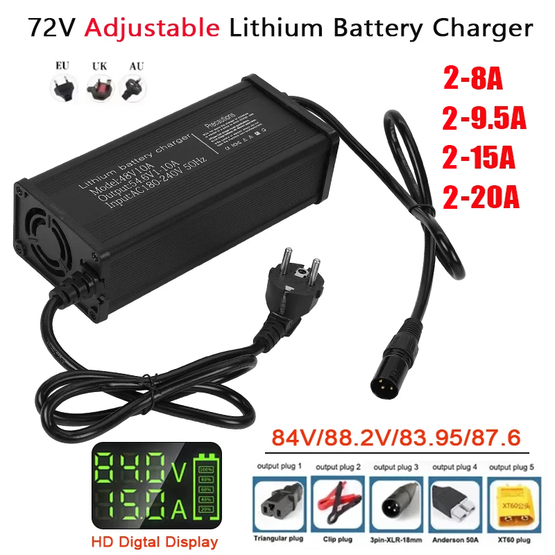 72V 15A Fast Charger - 72V 2-8A 2-9,5A 2-15A 2-20A Einstellbares